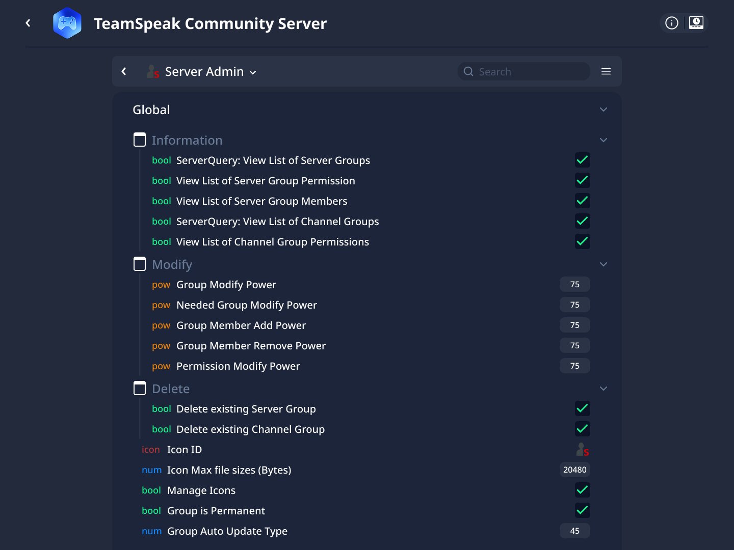 TeamSpeak Server-Verwaltung