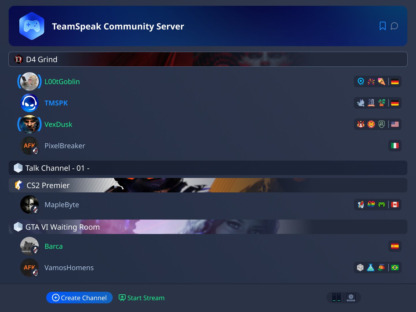 TeamSpeak Sprach-Oberfläche